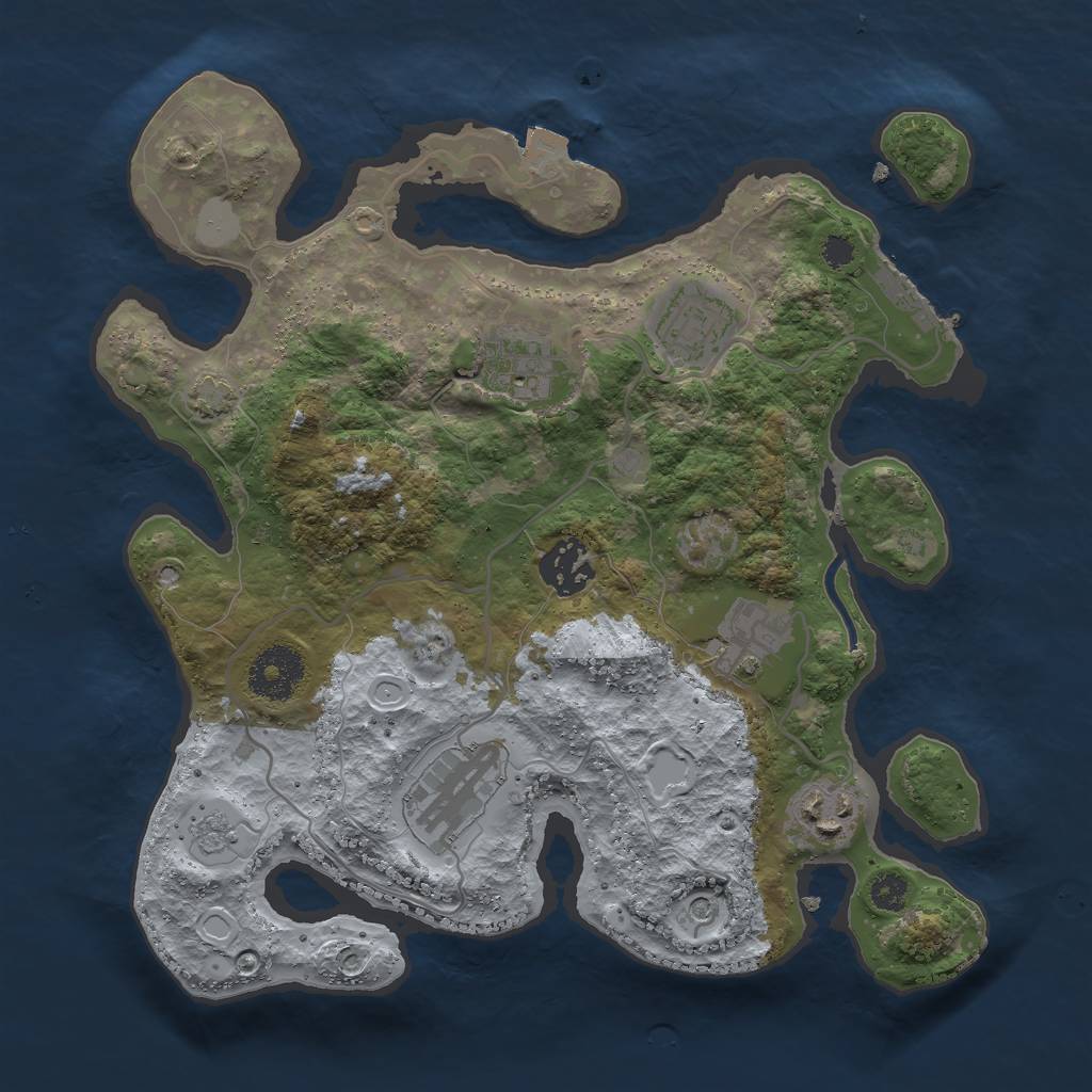 Rust Map: Procedural Map, Size: 3000, Seed: 1703854916, 13 Monuments