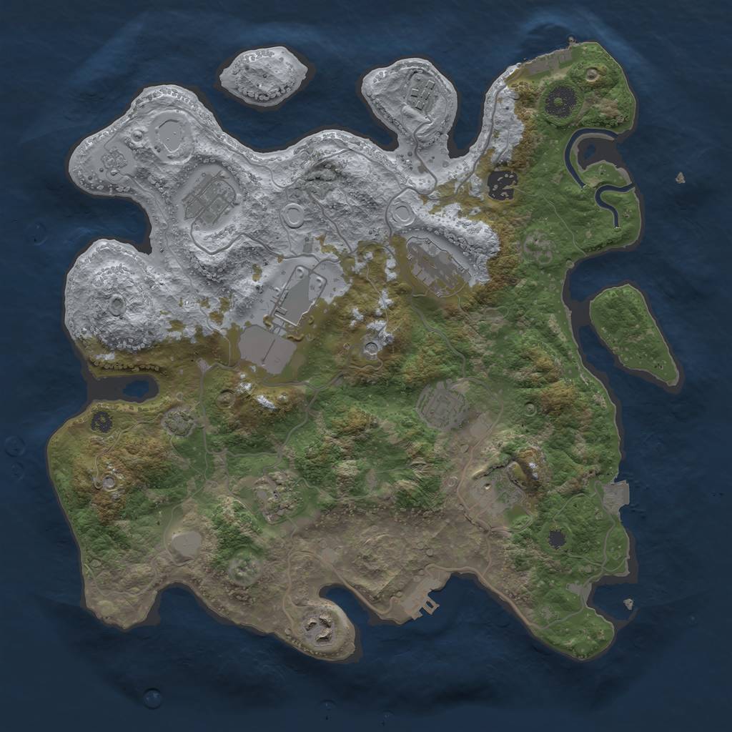 Rust Map: Procedural Map, Size: 3500, Seed: 498228768, 17 Monuments