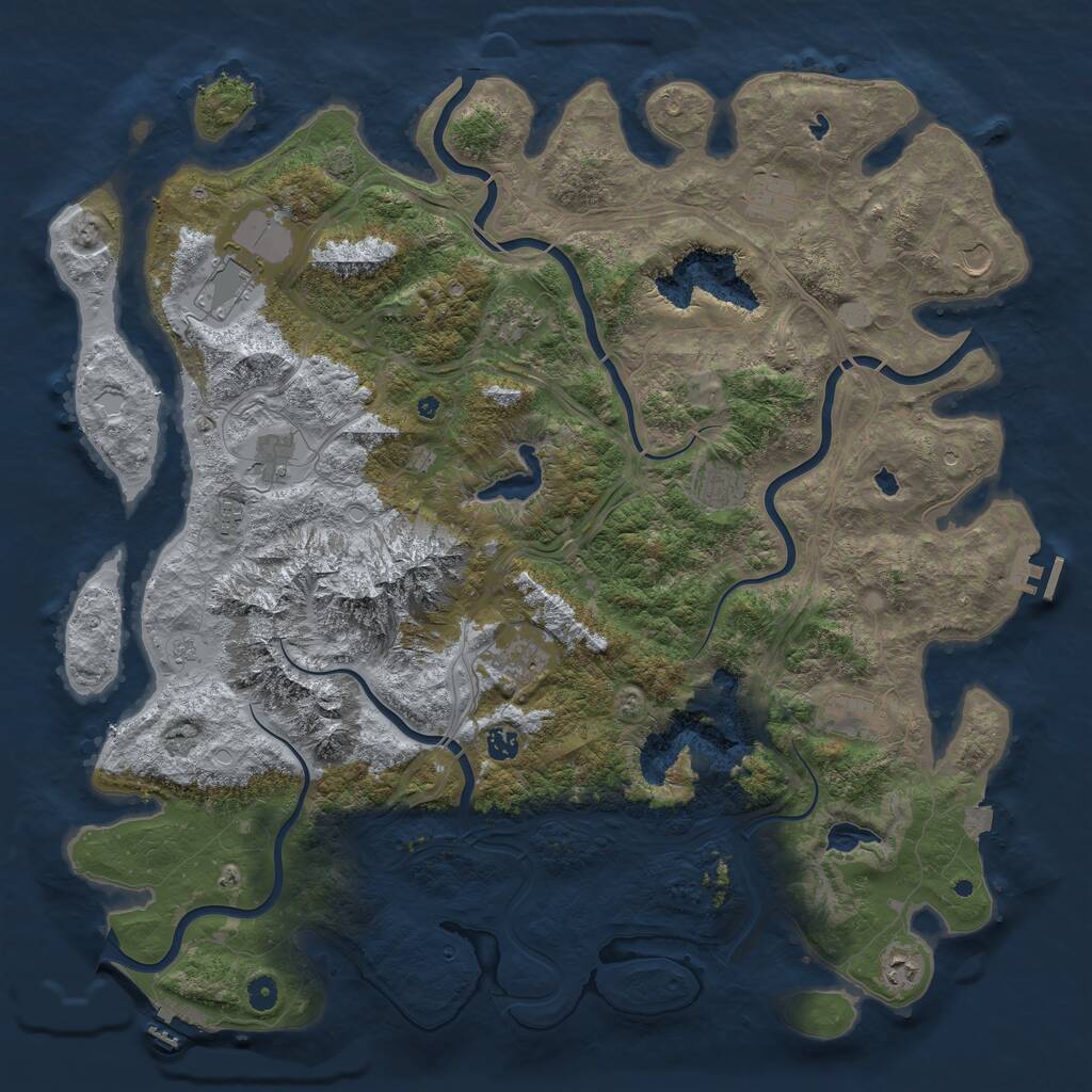 Rust Map: Procedural Map, Size: 5000, Seed: 1845114467, 17 Monuments