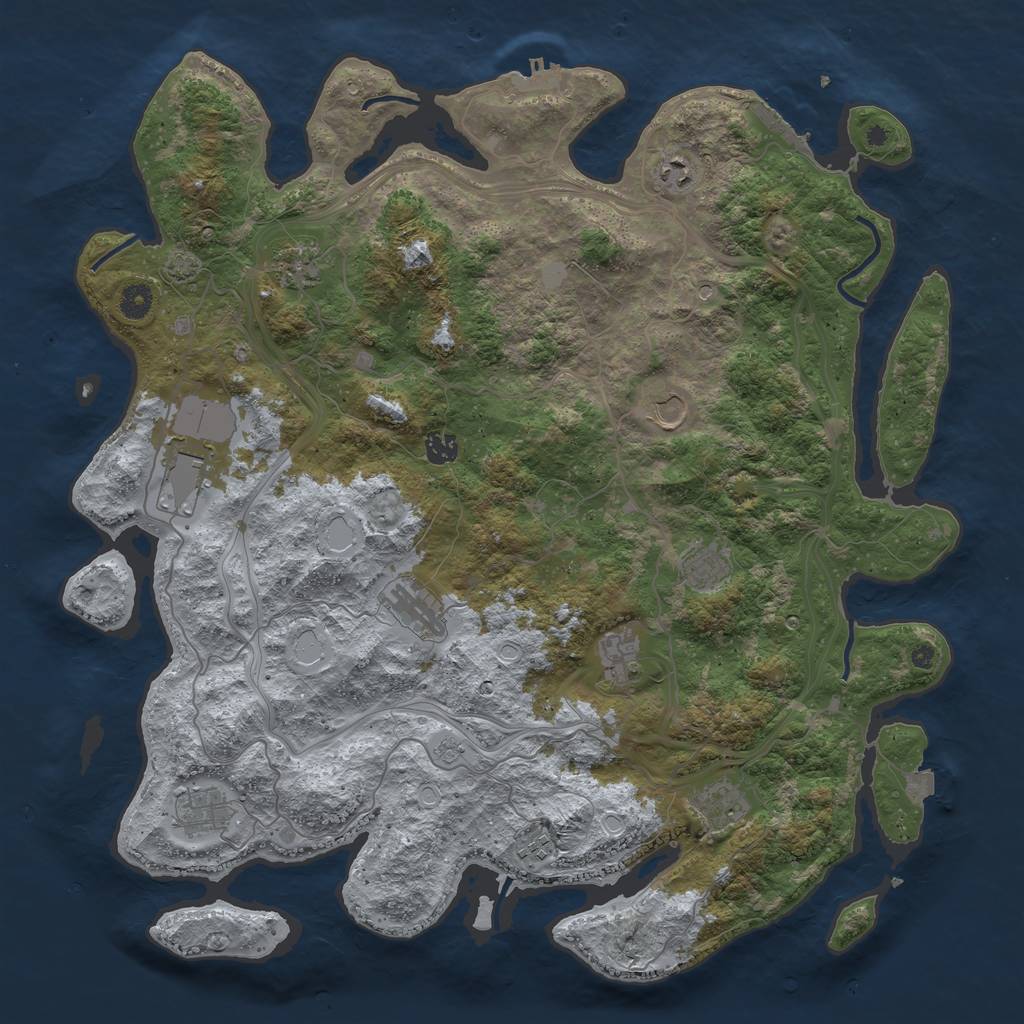 Rust Map: Procedural Map, Size: 4500, Seed: 1259577461, 19 Monuments