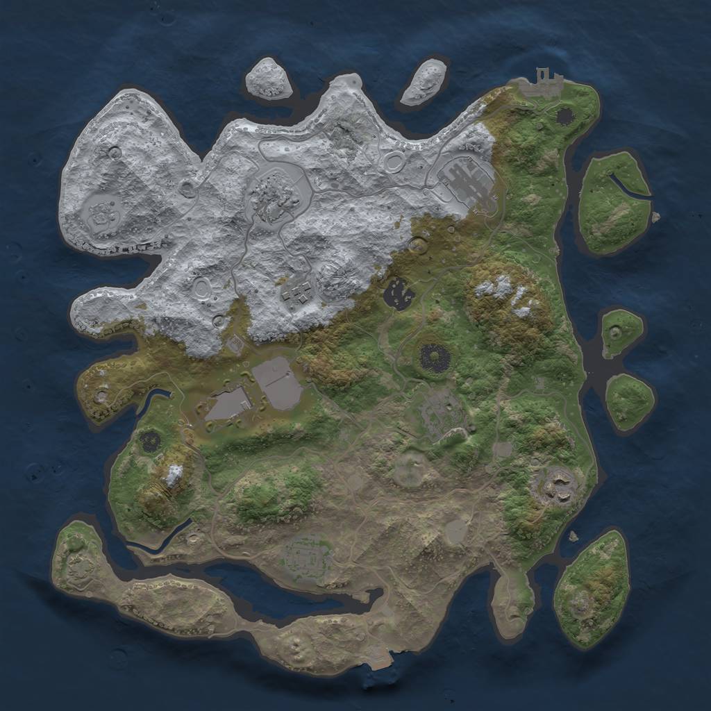 Rust Map: Procedural Map, Size: 3500, Seed: 1534675418, 14 Monuments