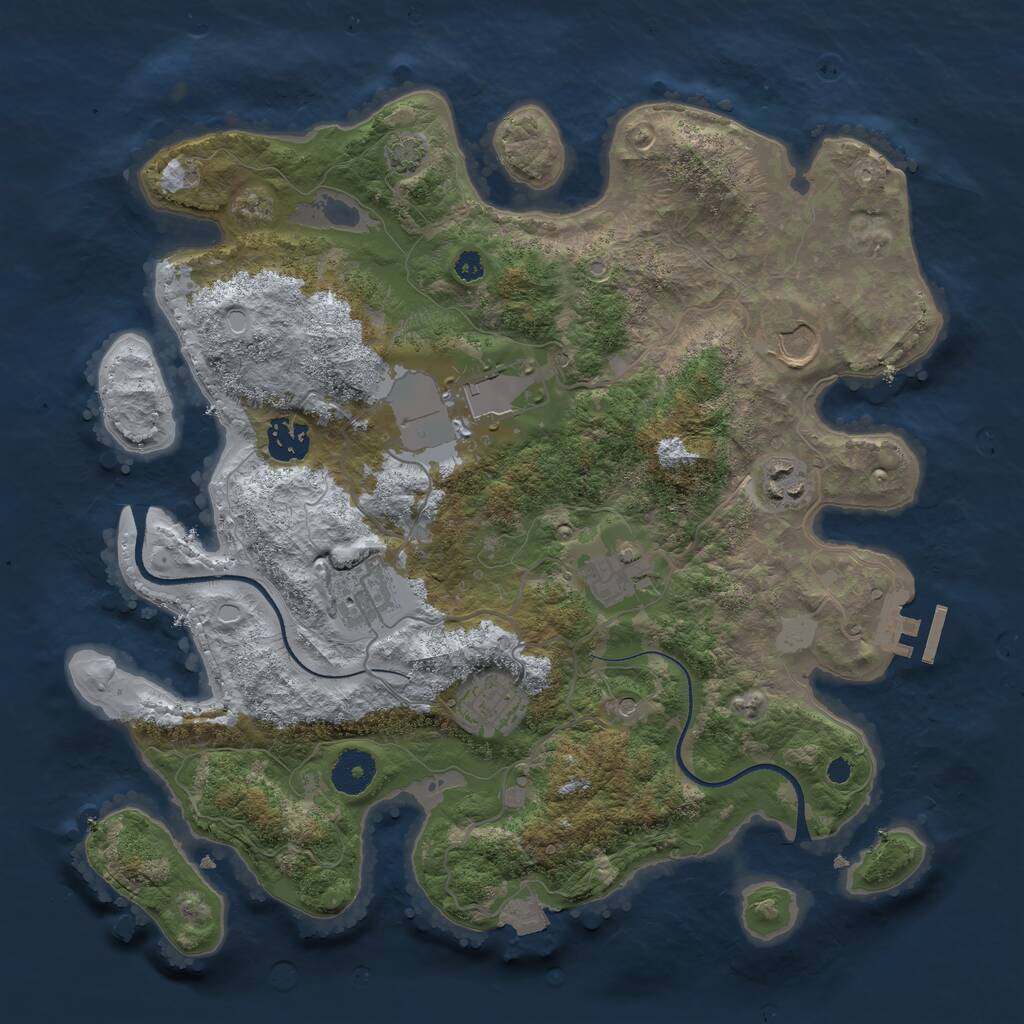 Rust Map: Procedural Map, Size: 3500, Seed: 924182589, 11 Monuments