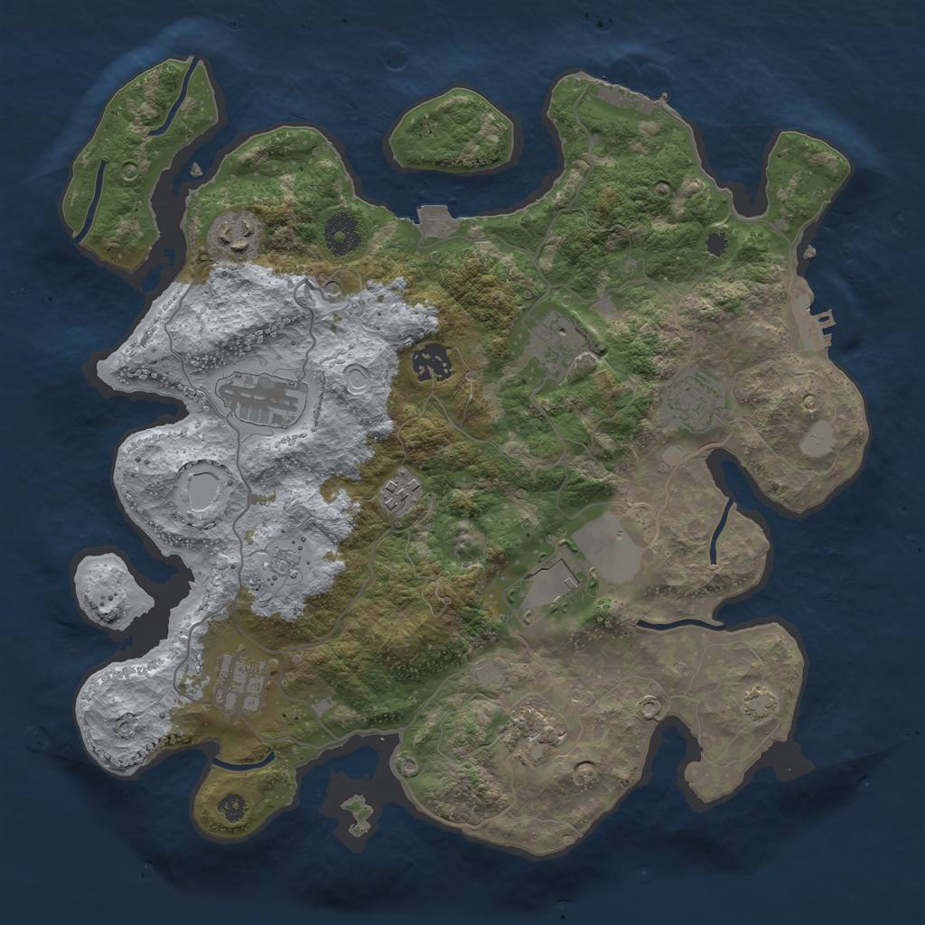 Rust Map: Procedural Map, Size: 3500, Seed: 596378794, 17 Monuments