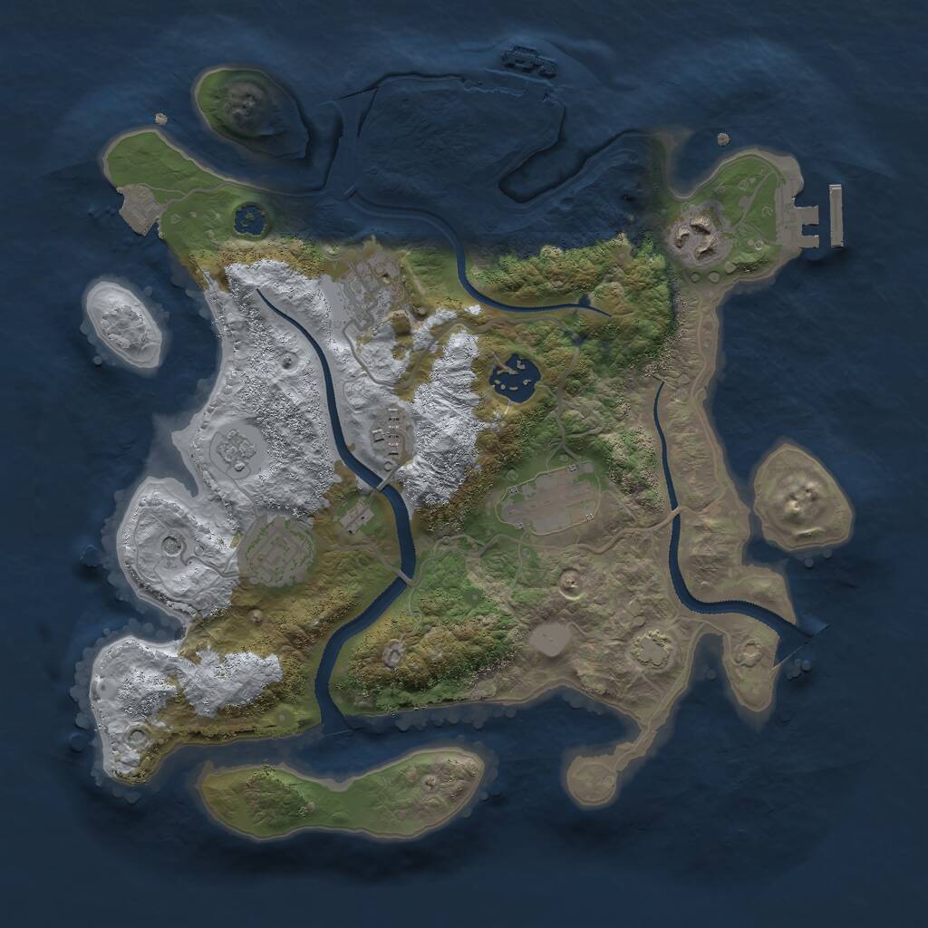 Rust Map: Procedural Map, Size: 3000, Seed: 57239, 12 Monuments