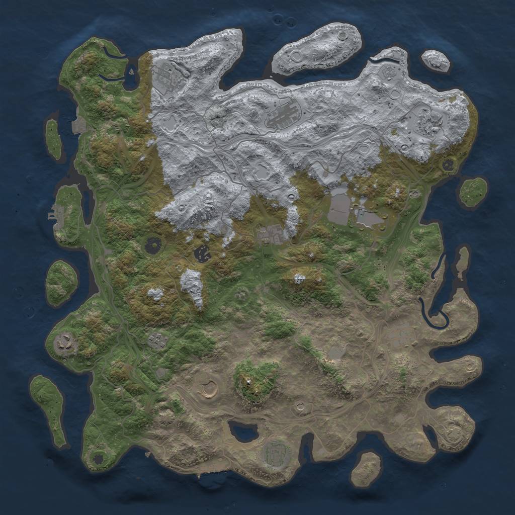 Rust Map: Procedural Map, Size: 4500, Seed: 718318085, 19 Monuments