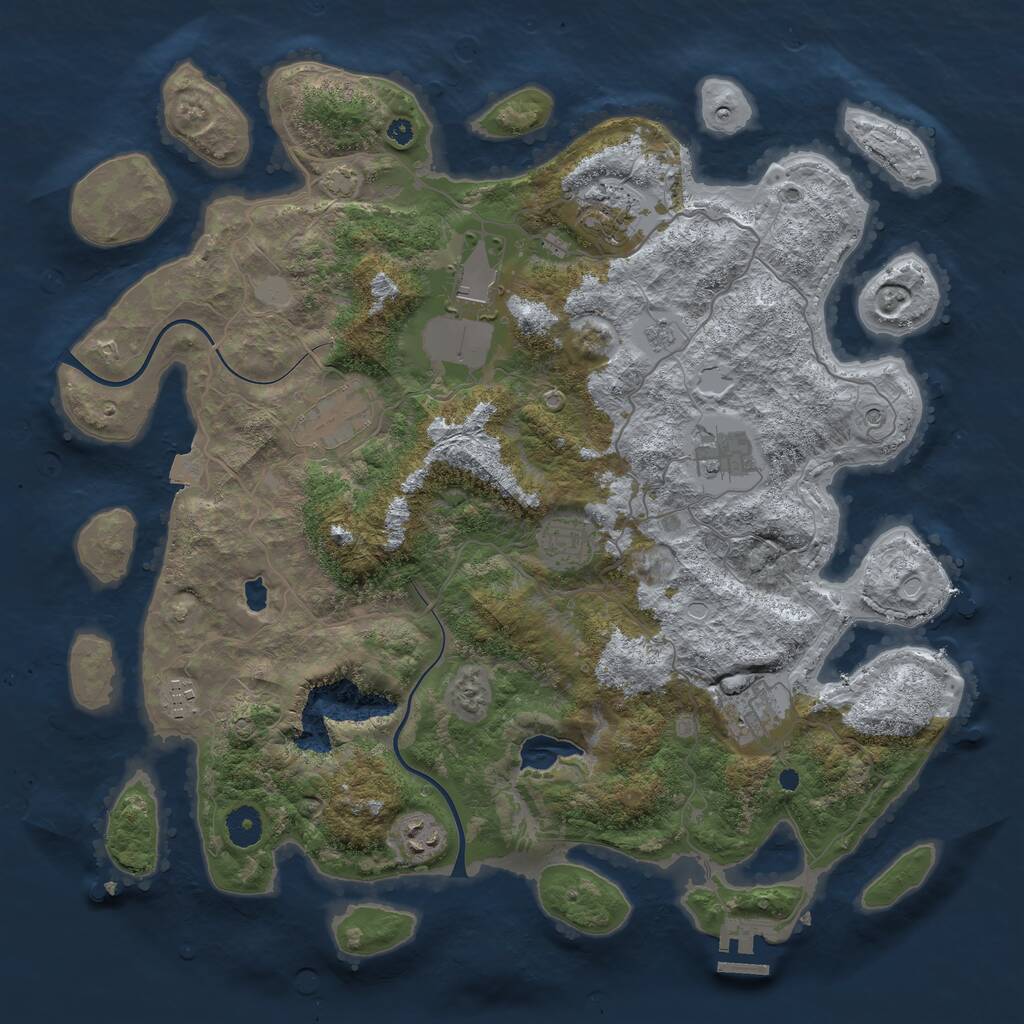 Rust Map: Procedural Map, Size: 4000, Seed: 1836973053, 13 Monuments
