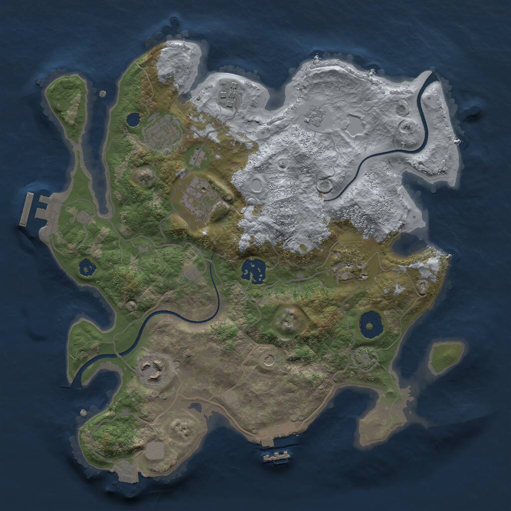 Rust Map: Procedural Map, Size: 3000, Seed: 3254, 12 Monuments