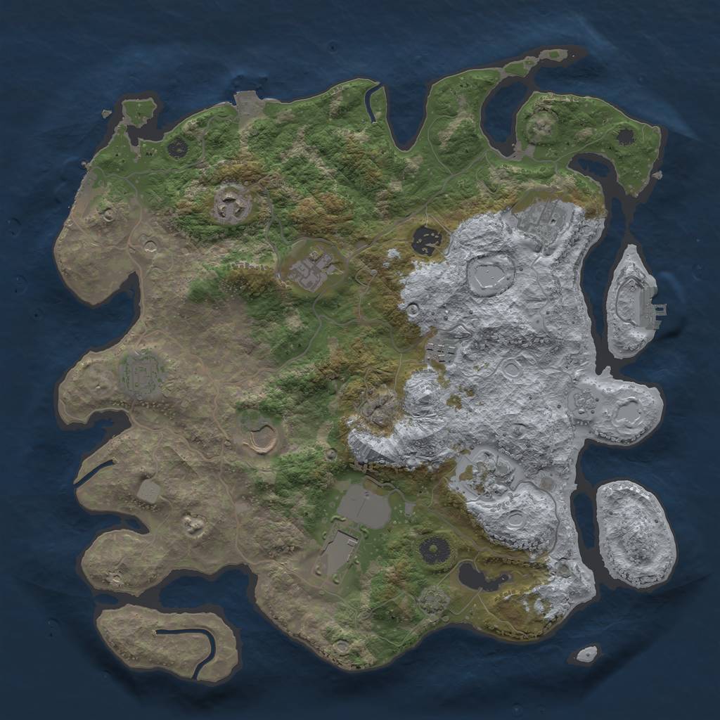 Rust Map: Procedural Map, Size: 3750, Seed: 307874557, 17 Monuments