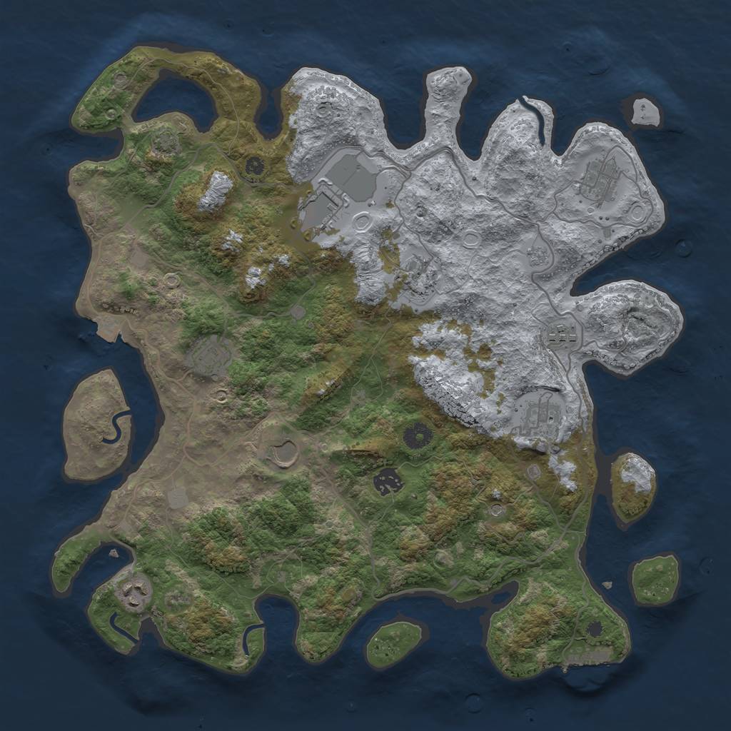 Rust Map: Procedural Map, Size: 4000, Seed: 3456, 16 Monuments