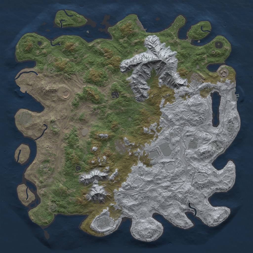 Rust Map: Procedural Map, Size: 5000, Seed: 496074600, 19 Monuments