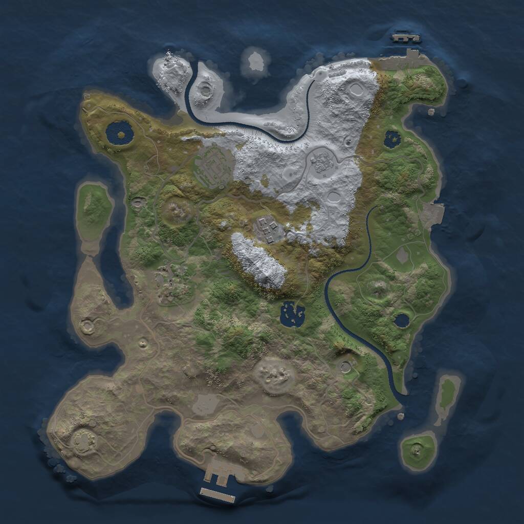 Rust Map: Procedural Map, Size: 3000, Seed: 25652, 10 Monuments