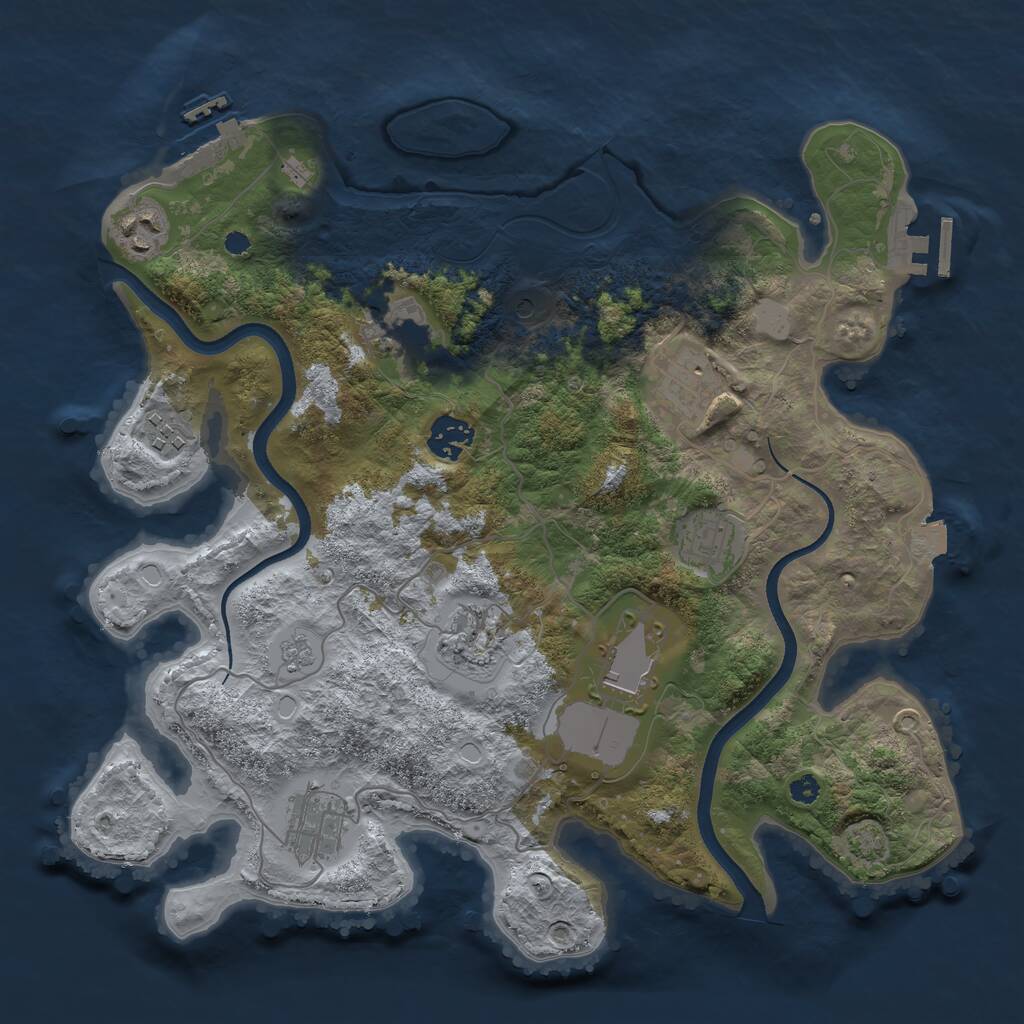 Rust Map: Procedural Map, Size: 3500, Seed: 164406114, 15 Monuments
