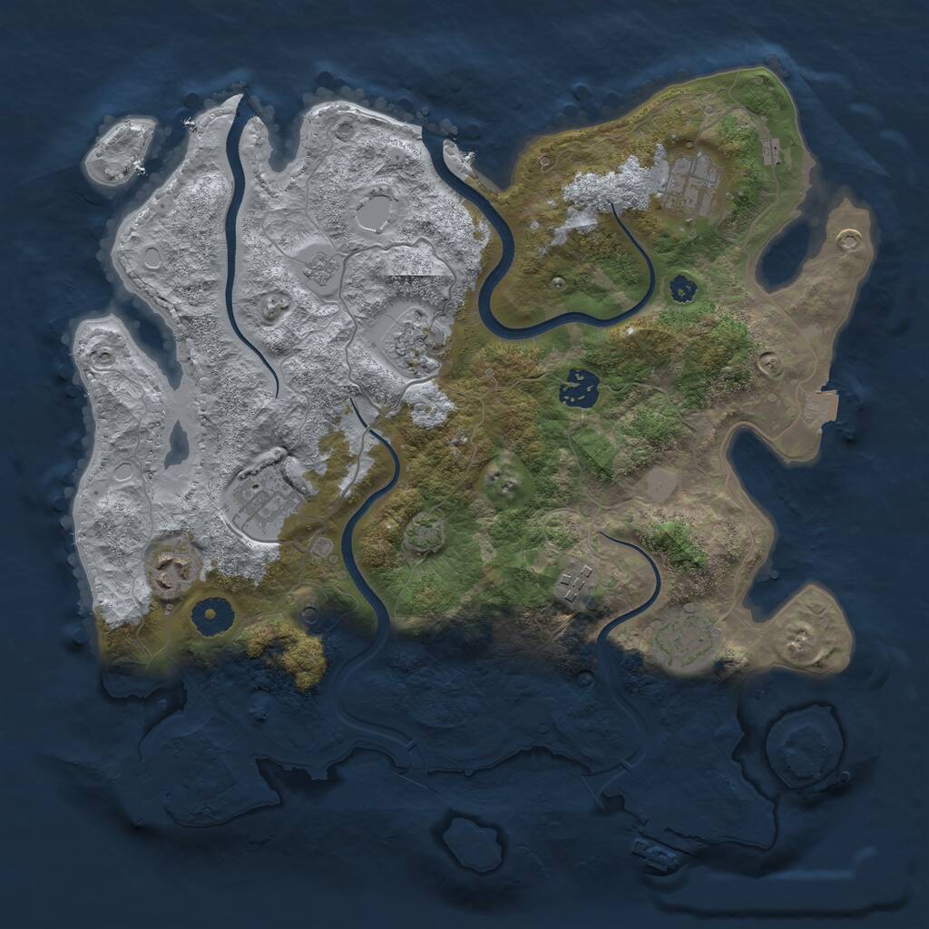 Rust Map: Procedural Map, Size: 3500, Seed: 416347630, 13 Monuments