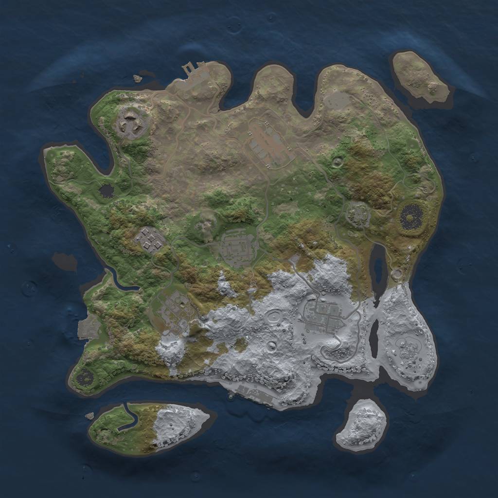 Rust Map: Procedural Map, Size: 3000, Seed: 21069, 13 Monuments