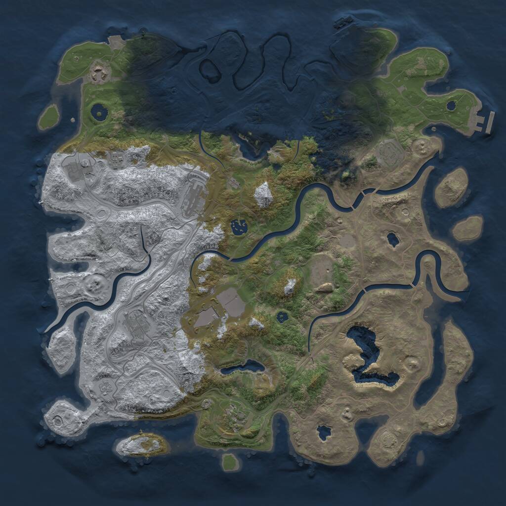 Rust Map: Procedural Map, Size: 4500, Seed: 176322895, 16 Monuments