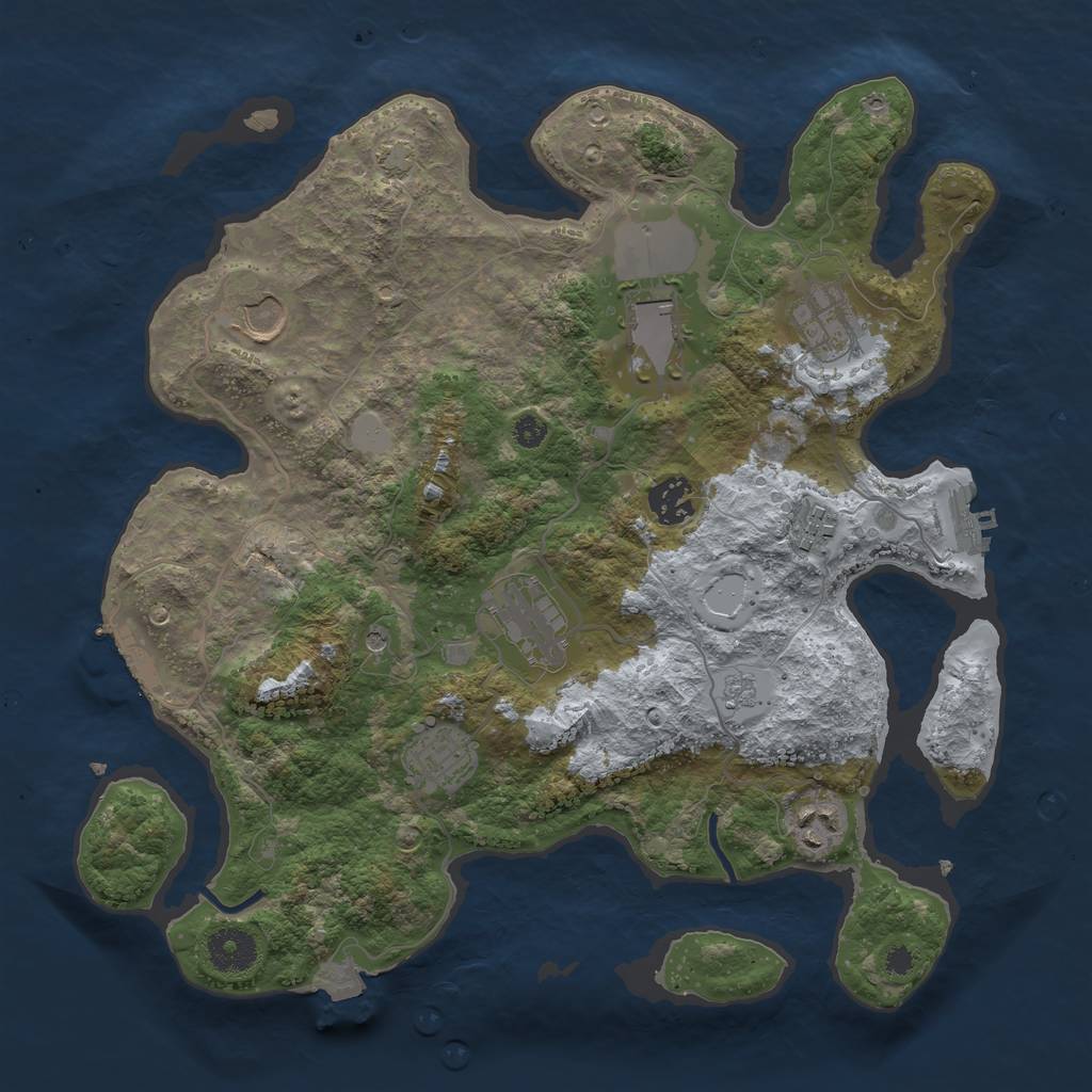 Rust Map: Procedural Map, Size: 3500, Seed: 34875, 16 Monuments