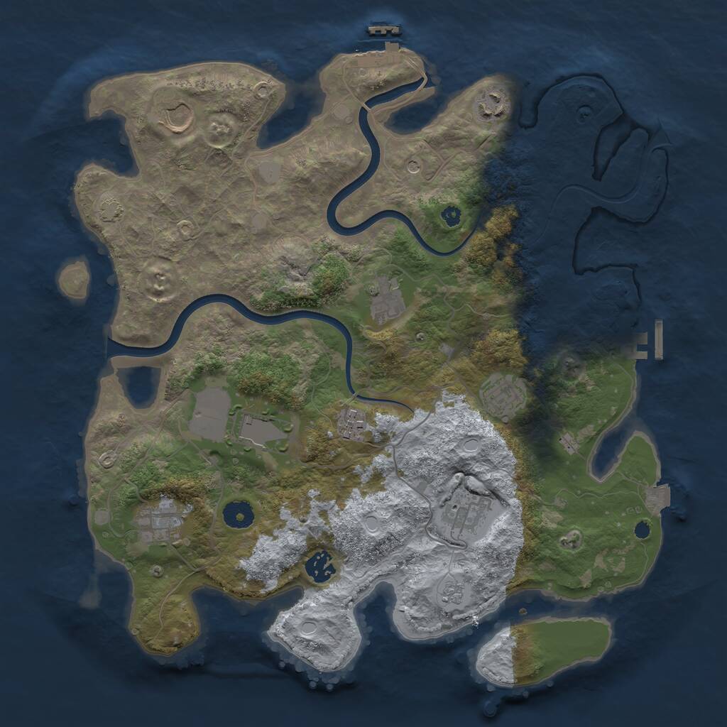 Rust Map: Procedural Map, Size: 3700, Seed: 1303418217, 15 Monuments