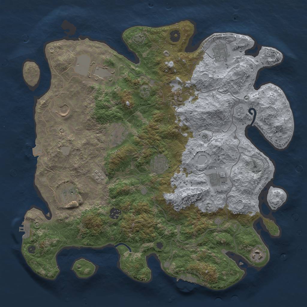 Rust Map: Procedural Map, Size: 4000, Seed: 542960420, 19 Monuments