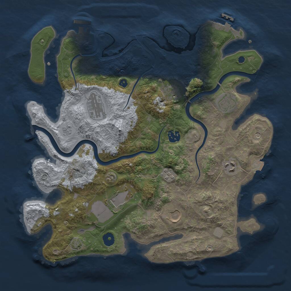 Rust Map: Procedural Map, Size: 3500, Seed: 619730306, 14 Monuments