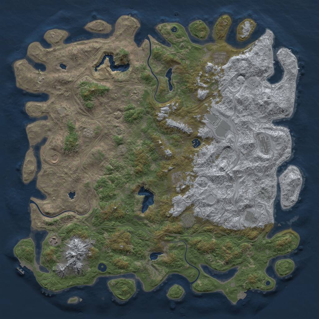 Rust Map: Procedural Map, Size: 5500, Seed: 854381134, 16 Monuments