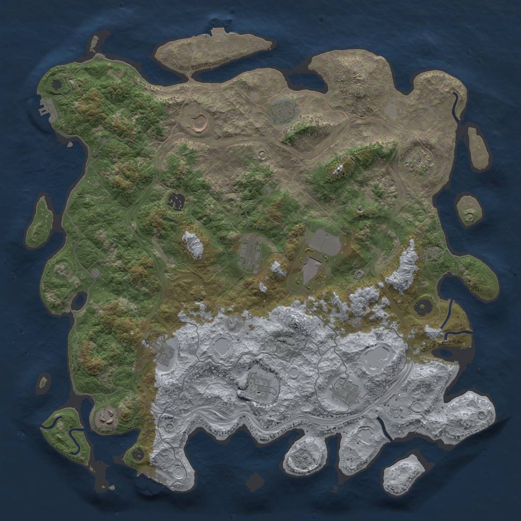 Rust Map: Procedural Map, Size: 4500, Seed: 1858807991, 19 Monuments