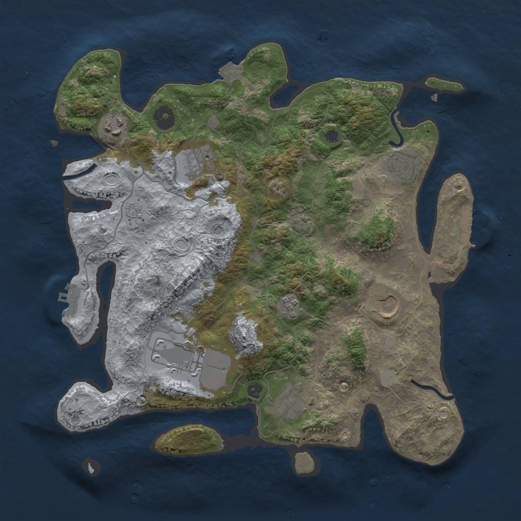 Rust Map: Procedural Map, Size: 3500, Seed: 176322895, 15 Monuments