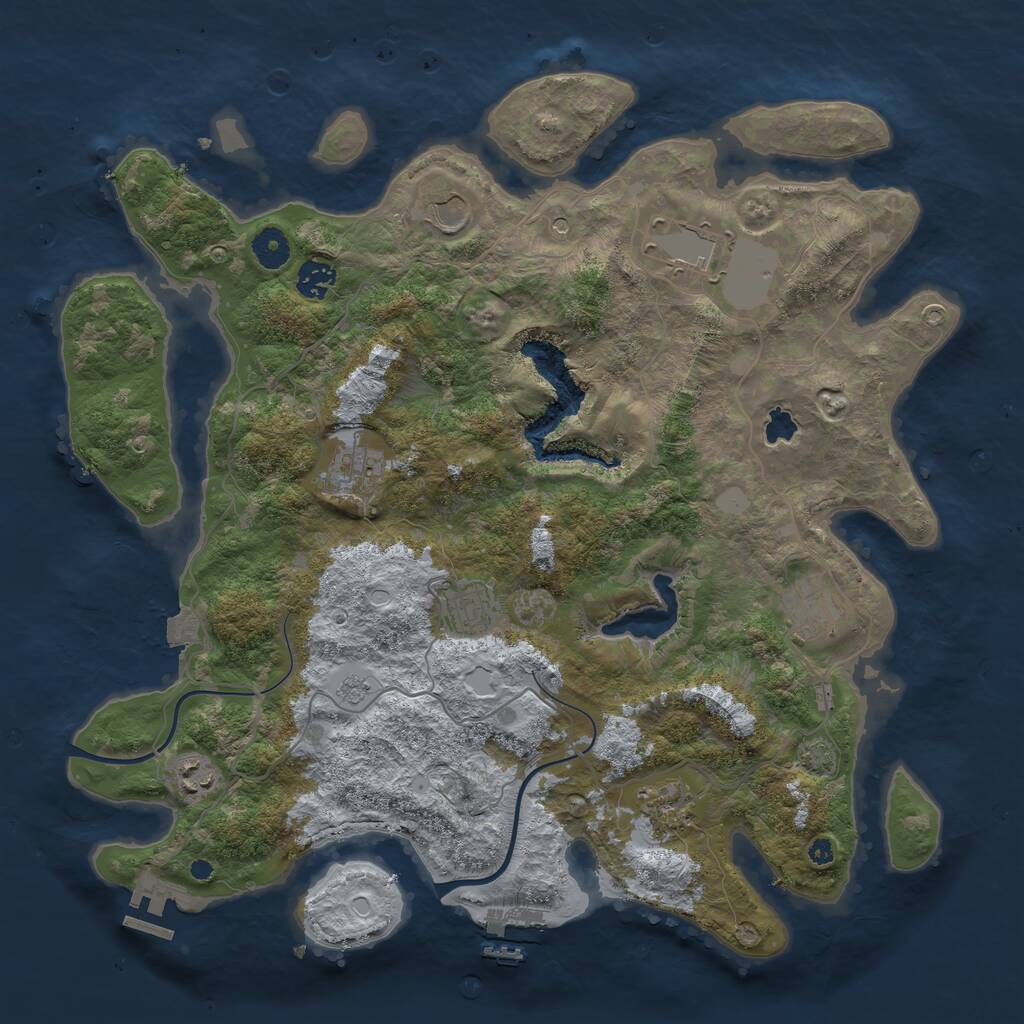 Rust Map: Procedural Map, Size: 4000, Seed: 1244260542, 14 Monuments