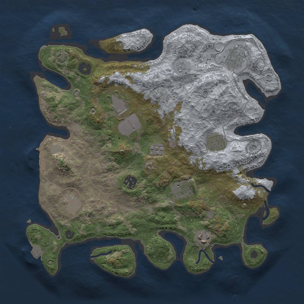 Rust Map: Procedural Map, Size: 3500, Seed: 5623, 15 Monuments