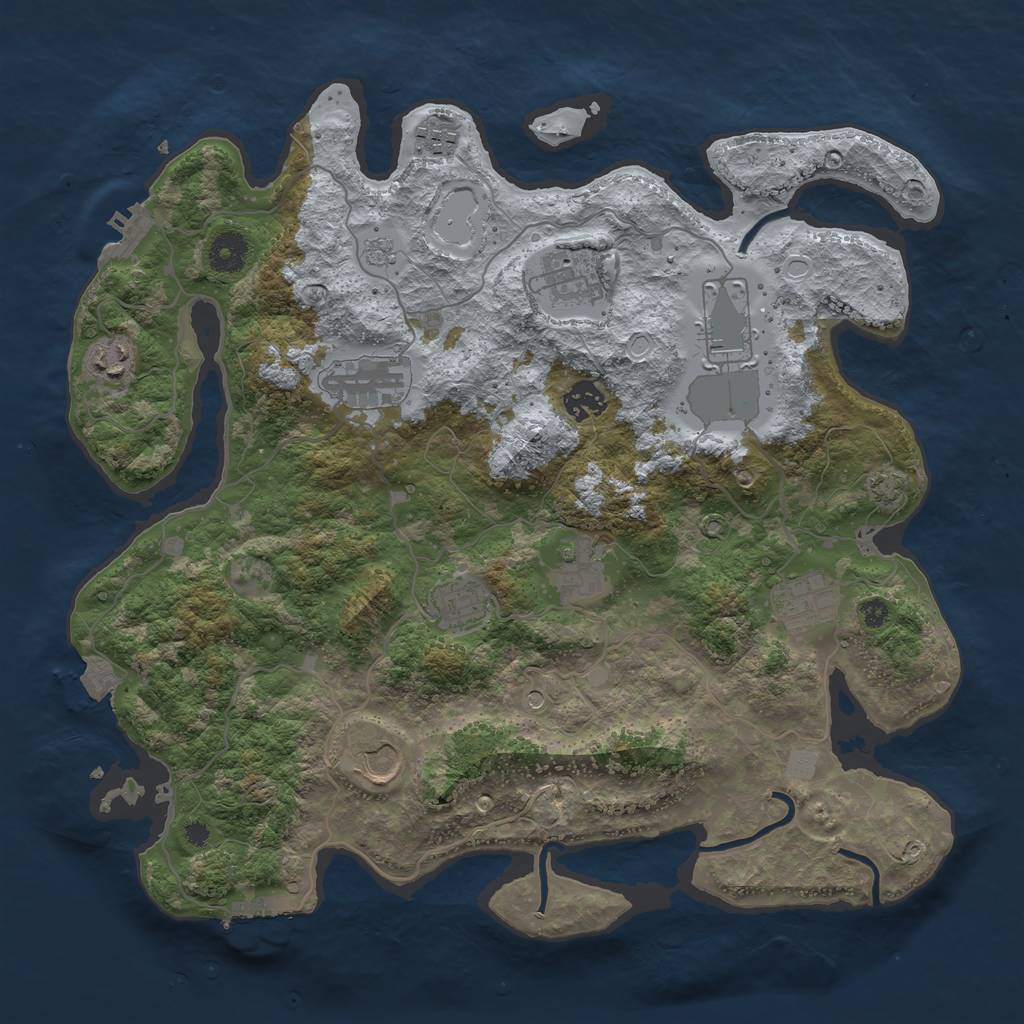 Rust Map: Procedural Map, Size: 3800, Seed: 27830, 18 Monuments