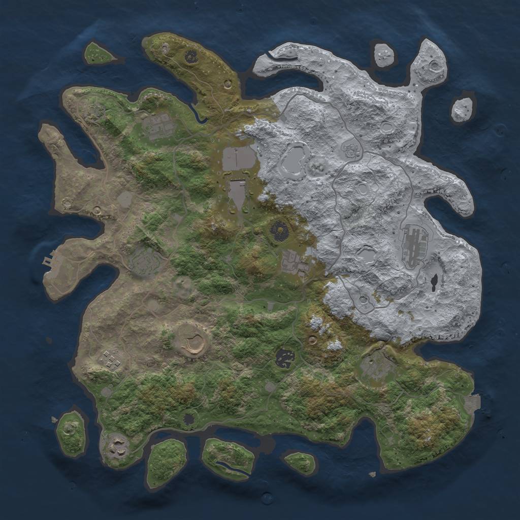 Rust Map: Procedural Map, Size: 4000, Seed: 683165354, 17 Monuments