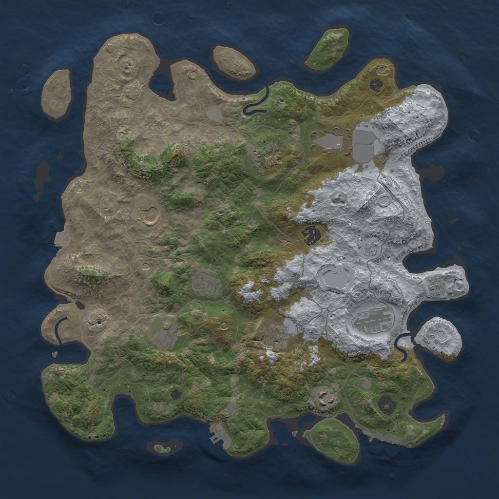 Rust Map: Procedural Map, Size: 4000, Seed: 1955948627, 18 Monuments