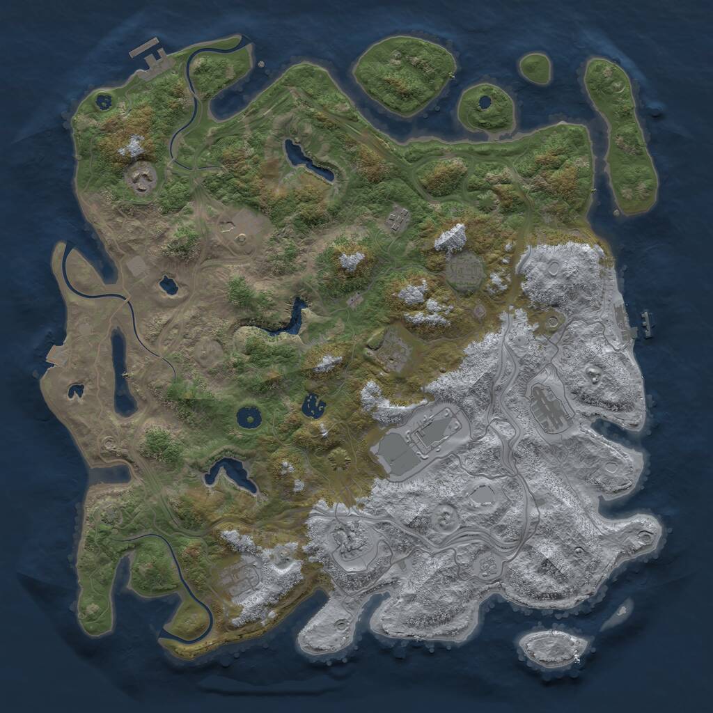 Rust Map: Procedural Map, Size: 4500, Seed: 392579984, 16 Monuments