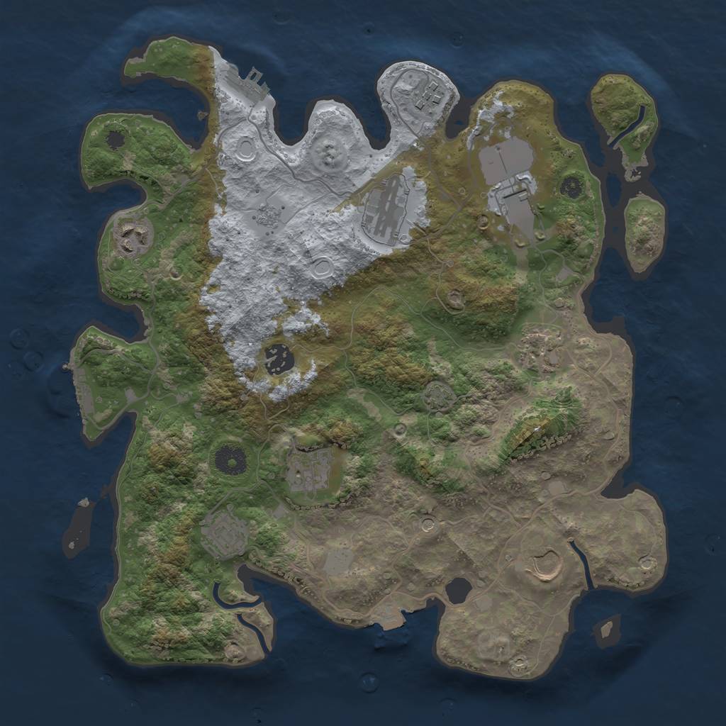 Rust Map: Procedural Map, Size: 3500, Seed: 1395028127, 17 Monuments