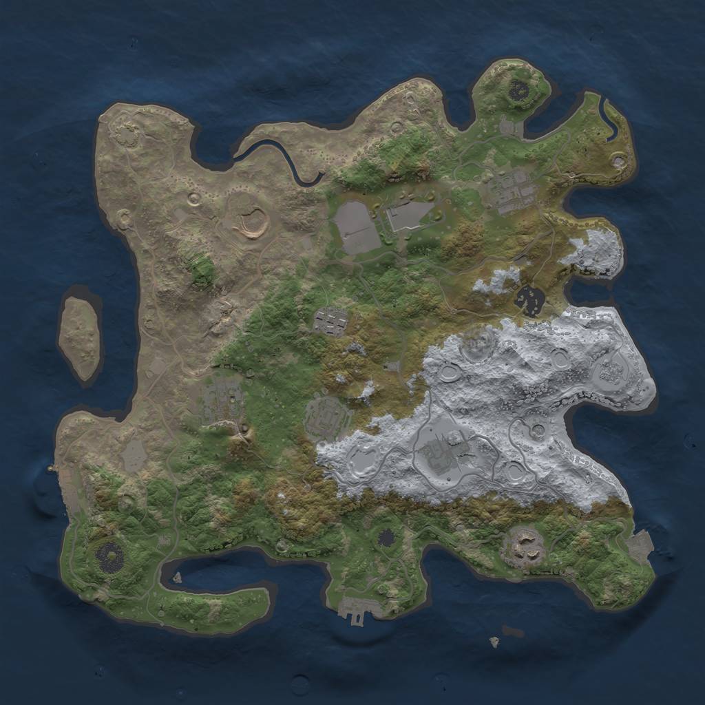 Rust Map: Procedural Map, Size: 3500, Seed: 1358480405, 17 Monuments