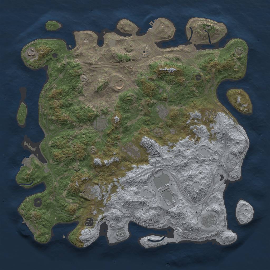 Rust Map: Procedural Map, Size: 4500, Seed: 1999215873, 19 Monuments