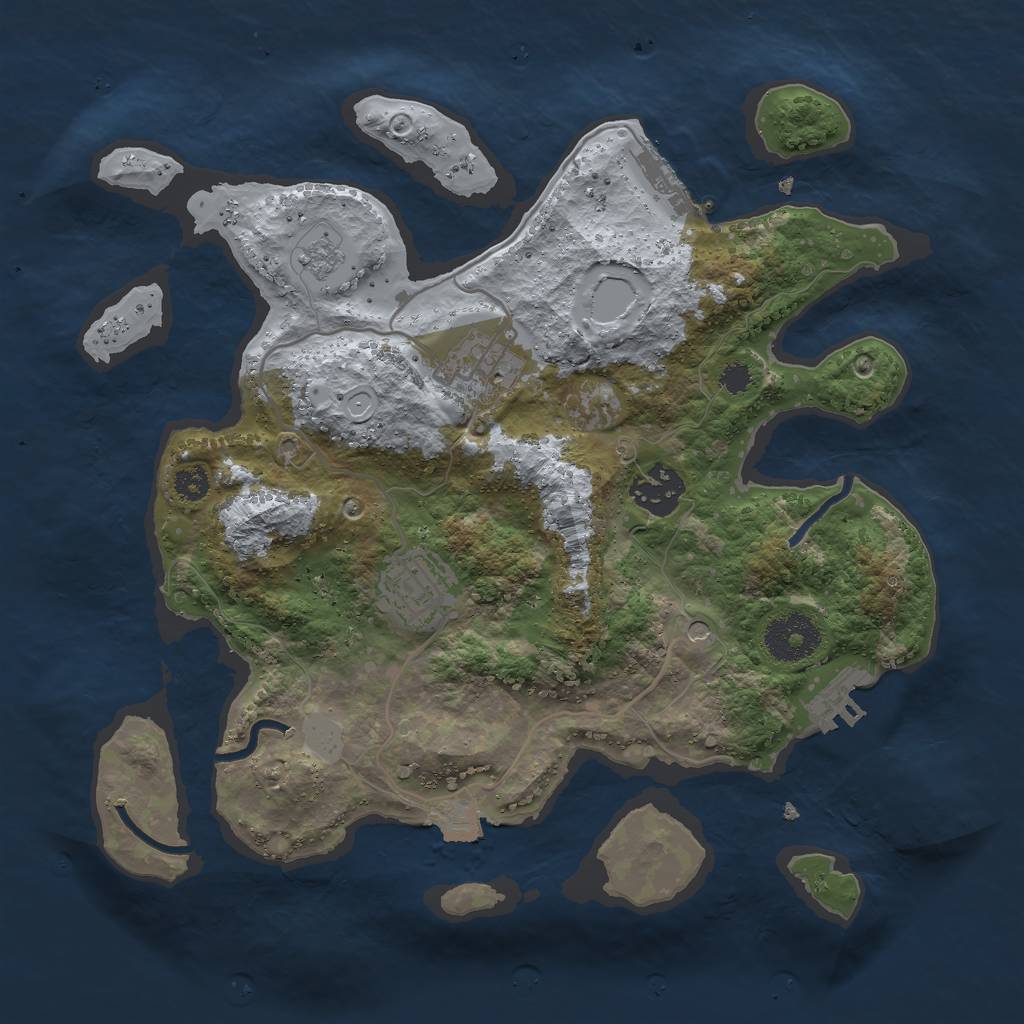 Rust Map: Procedural Map, Size: 3000, Seed: 873151089, 10 Monuments