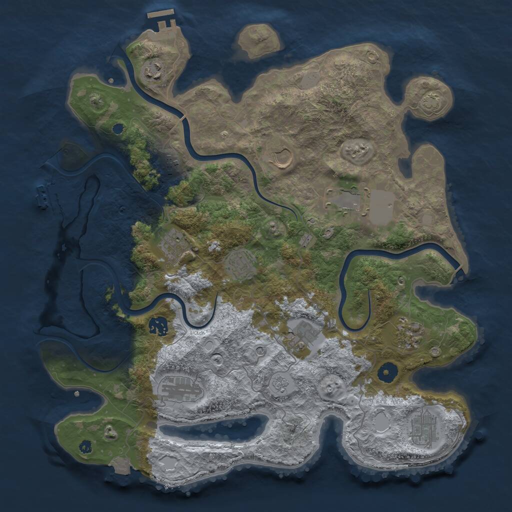 Rust Map: Procedural Map, Size: 3850, Seed: 577124000, 17 Monuments