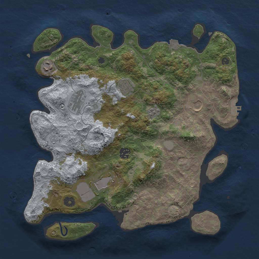 Rust Map: Procedural Map, Size: 3500, Seed: 86534, 14 Monuments