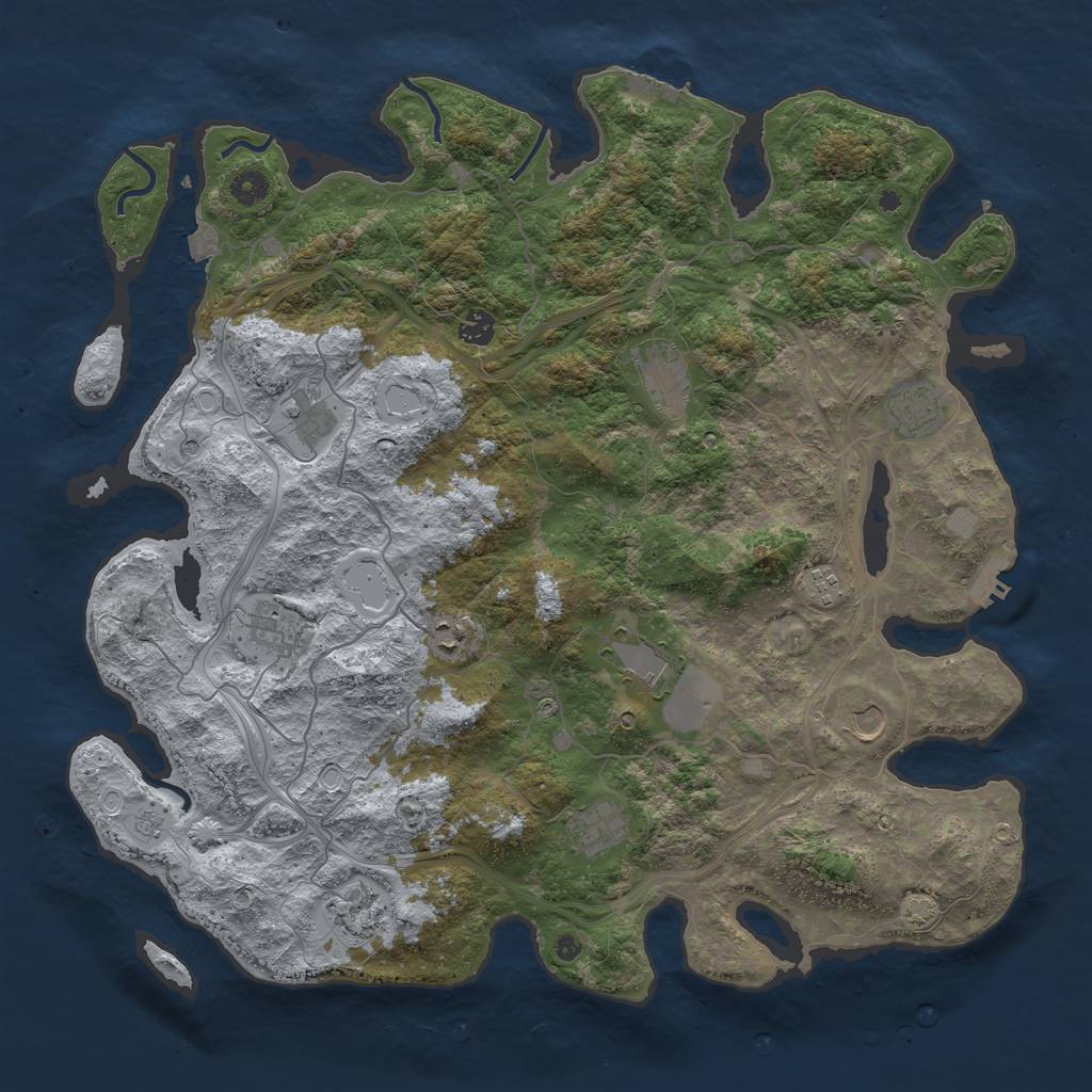 Rust Map: Procedural Map, Size: 4500, Seed: 1268042244, 19 Monuments