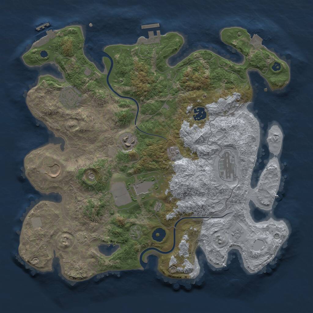 Rust Map: Procedural Map, Size: 3500, Seed: 470483346, 13 Monuments