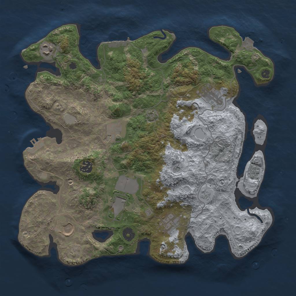 Rust Map: Procedural Map, Size: 3500, Seed: 470483346, 16 Monuments