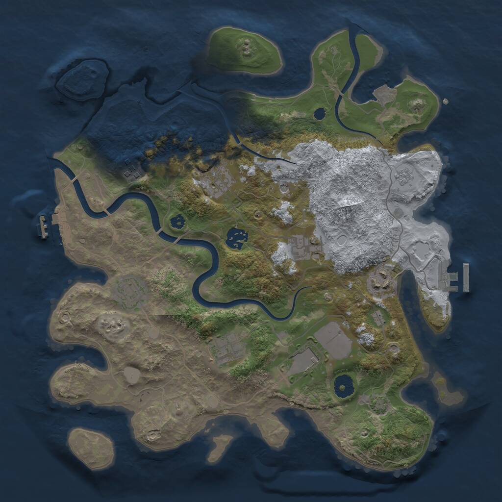 Rust Map: Procedural Map, Size: 3500, Seed: 378210635, 14 Monuments