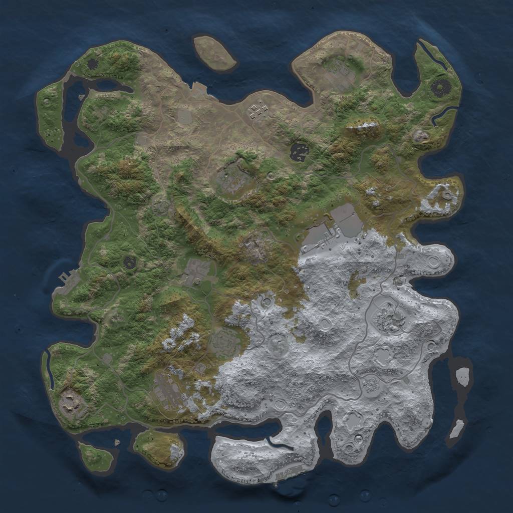 Rust Map: Procedural Map, Size: 4000, Seed: 6453435, 18 Monuments