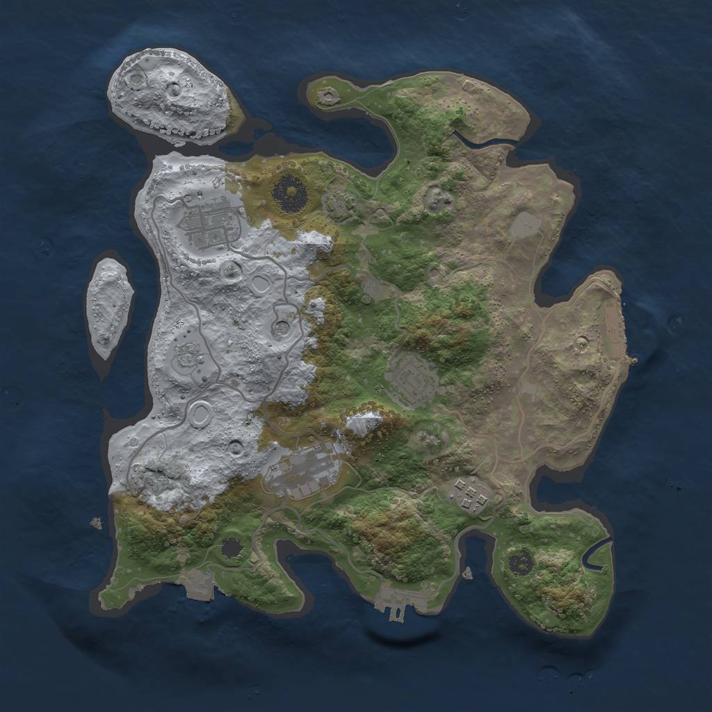 Rust Map: Procedural Map, Size: 3000, Seed: 616032229, 12 Monuments