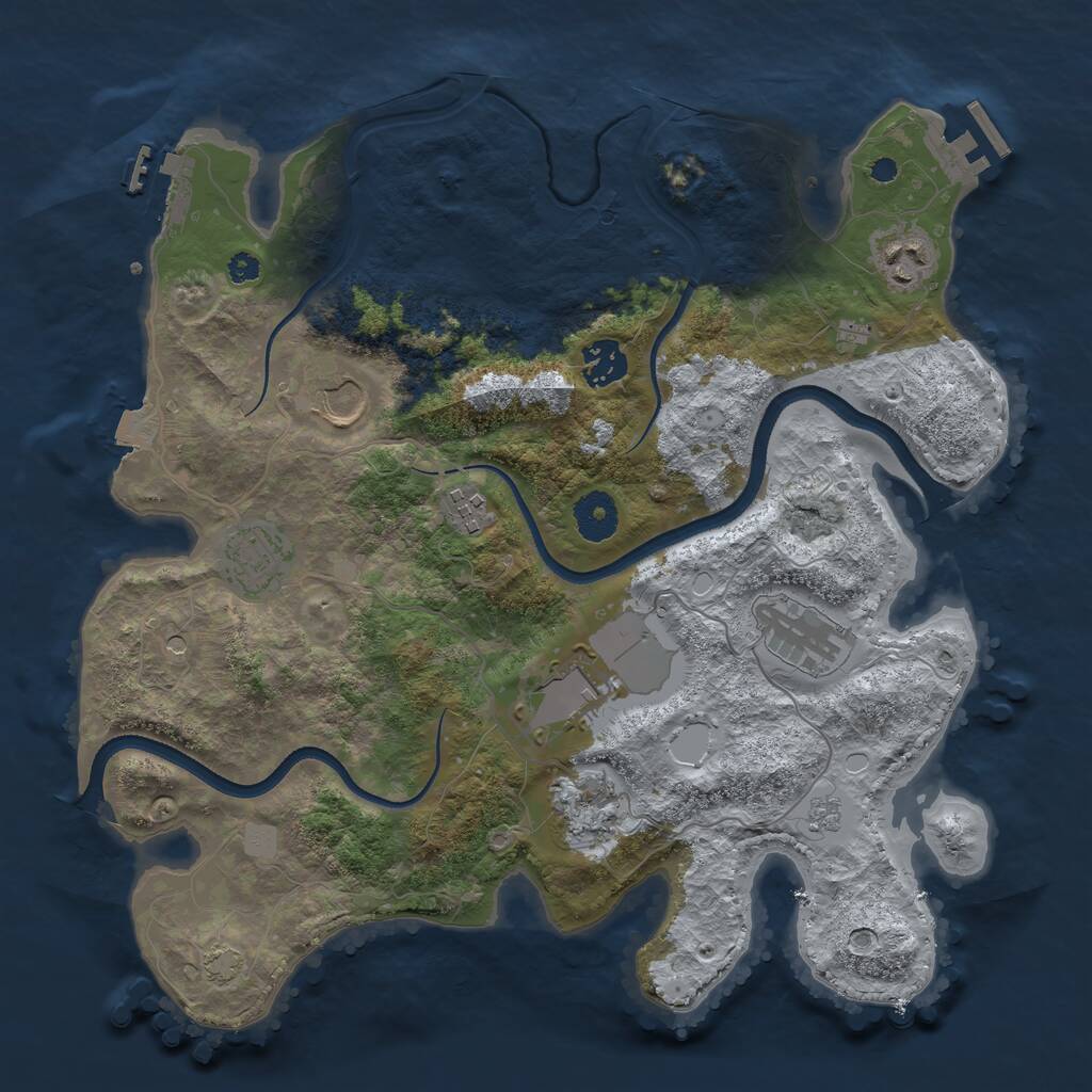 Rust Map: Procedural Map, Size: 3500, Seed: 734531, 14 Monuments