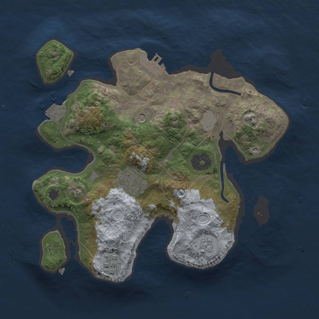 Rust Map: Procedural Map, Size: 2500, Seed: 1625306128, 8 Monuments