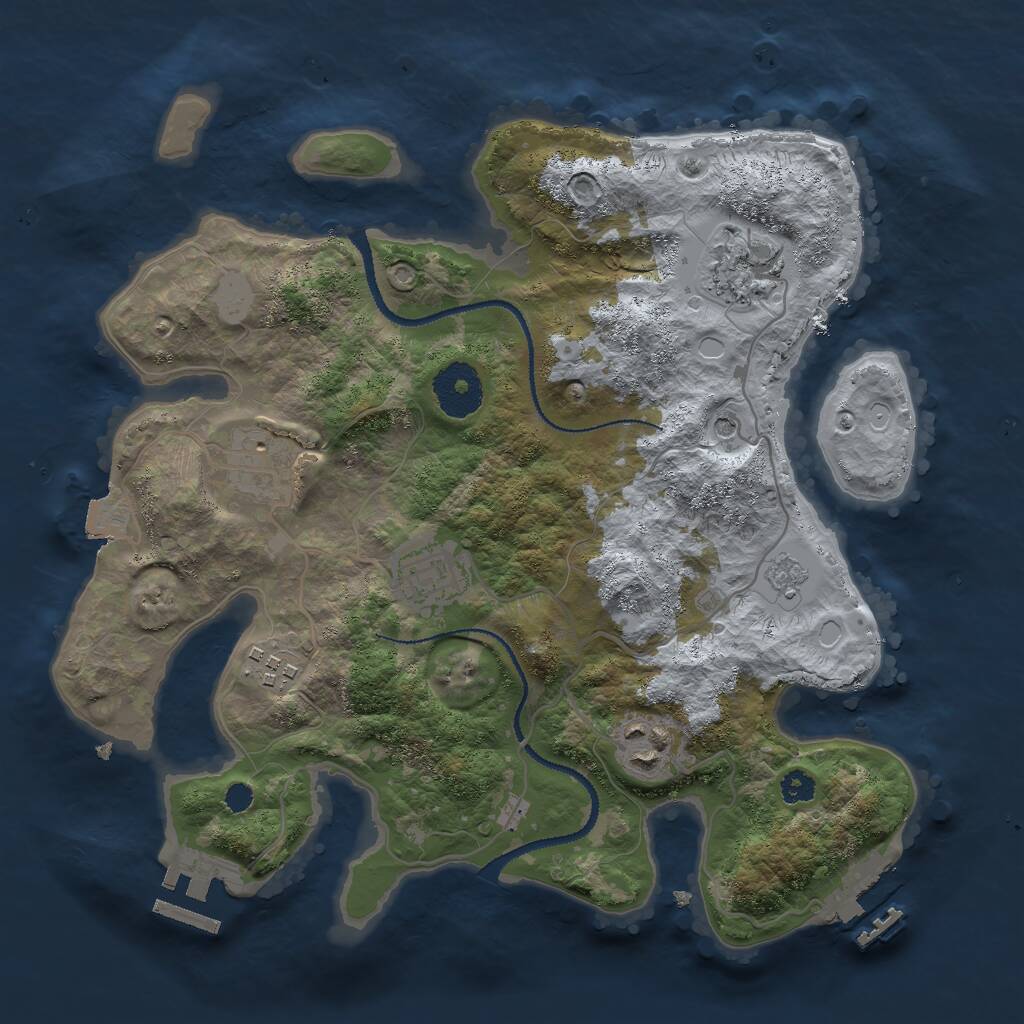 Rust Map: Procedural Map, Size: 3000, Seed: 39351, 10 Monuments