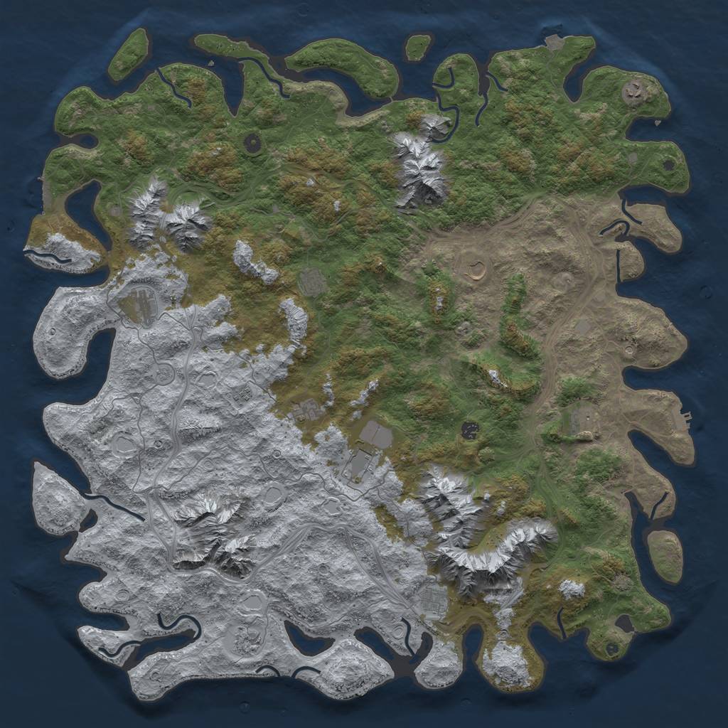 Rust Map: Procedural Map, Size: 6000, Seed: 5105, 19 Monuments