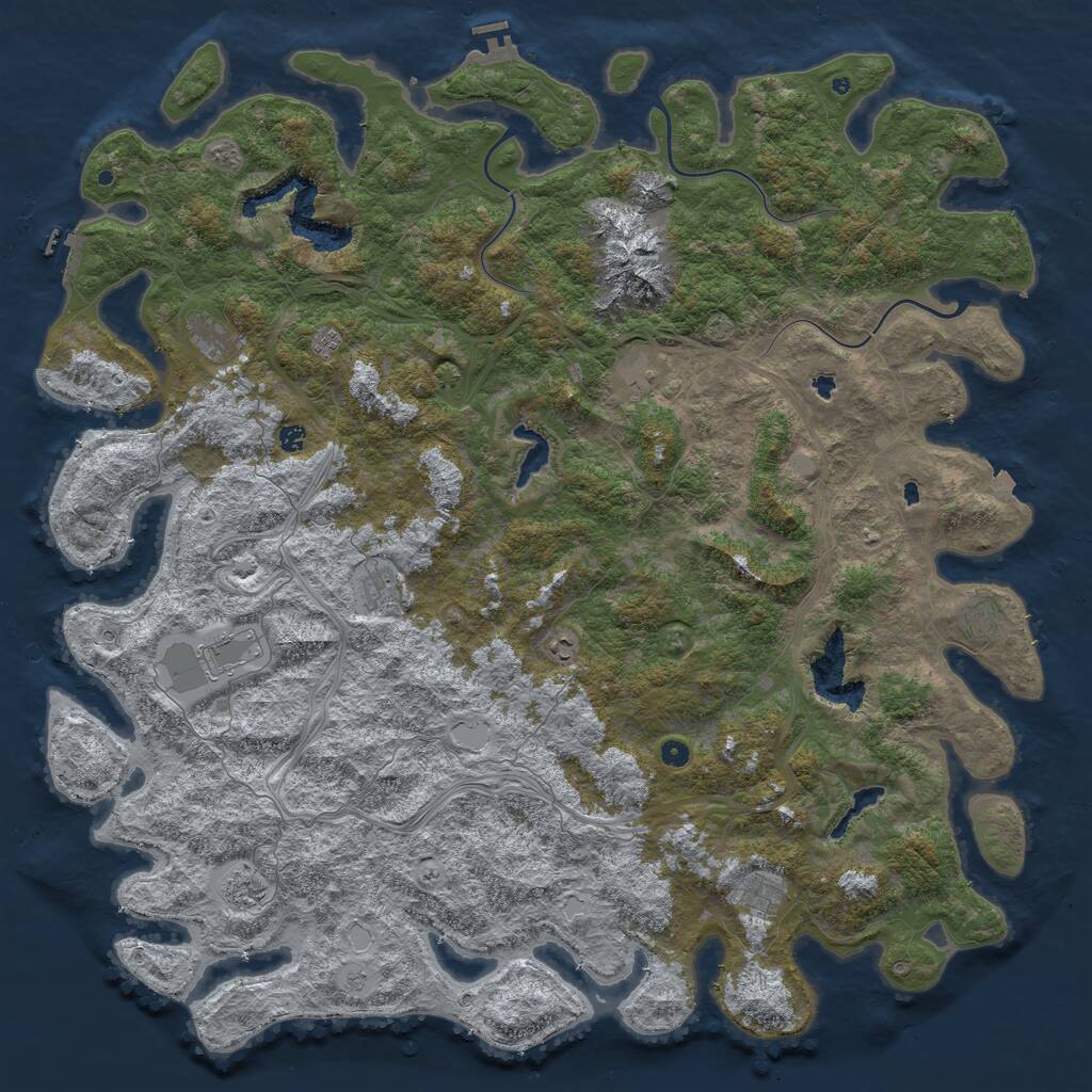 Rust Map: Procedural Map, Size: 6000, Seed: 5105, 16 Monuments