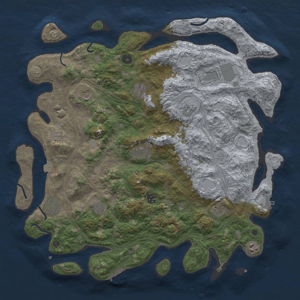 Rust Map: Procedural Map, Size: 4500, Seed: 1852734659, 19 Monuments